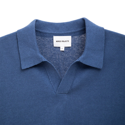 Norse Projects Leif Cotton Linen Polo Calcite Blue N45-05027187 Degli Uberti
